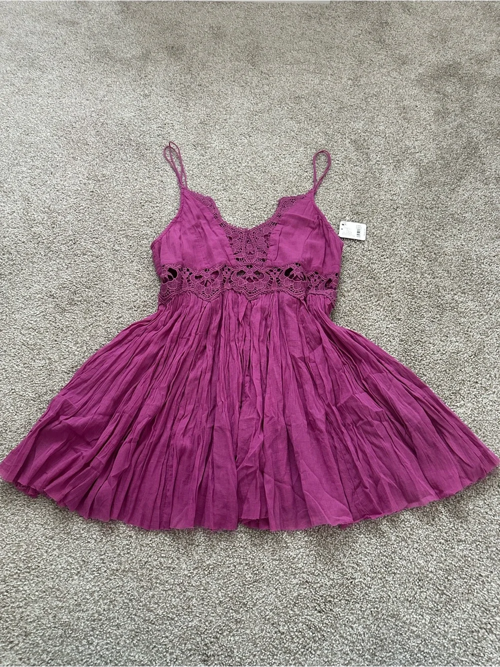 Free People Ilektra Lace Accent Cotton Slip Dress – Dahlia Mauve - Picture 5 of 15